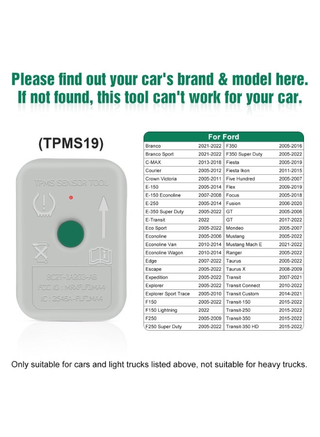 KISSUN TPMS Relearn Tool for Ford F150 - Auto Tire Pressure Monitoring System Sensor Reset & Programming Tool (Replaces 8C2Z-1A203-A / TPMS-19) - Image 2