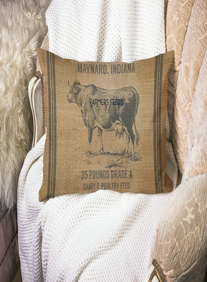 Smooffly Vintage Cow Feed Sack Oblong Rectangle Pillow,Cow Cotton Linen Throw Lumbar Pillow Case Cushion Cover Home Office Decorative Rectangle 12 X 20 Inches - Image 2