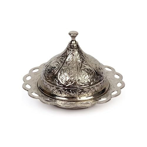 Alisveristime Alisveristime Coated Handmade Brass Sugar Chocolate Candy Bowl Serving Dish with Lid Sugar Container, Sugar Dish with  - Image 2