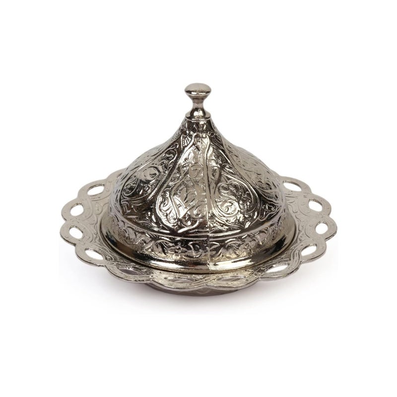 Alisveristime Alisveristime Coated Handmade Brass Sugar Chocolate Candy Bowl Serving Dish with Lid Sugar Container, Sugar Dish with  - Image 1