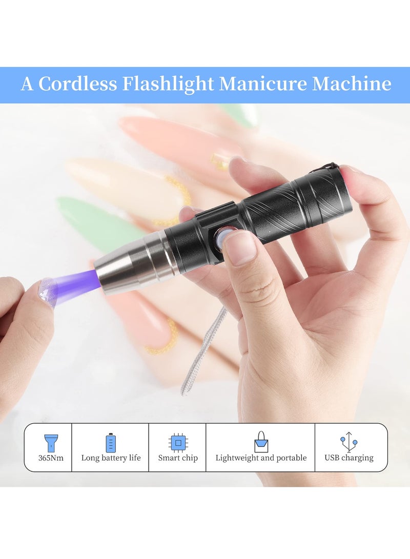Portable Mini LED Nail Lamp, Rechargeable UV Flashlight for Gel Nails, Ideal for Home Use by Women and Girls, Compact Black Design for Easy Carrying. - Image 4