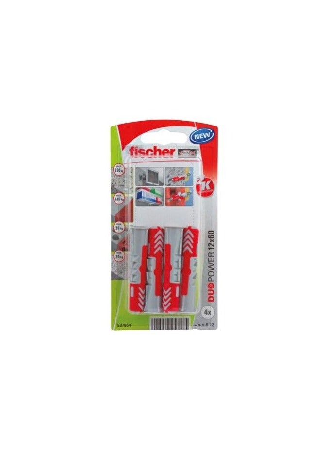 Fischer Universal Plug 12 x 60mm 4Pcs DUOPOWER 12x60