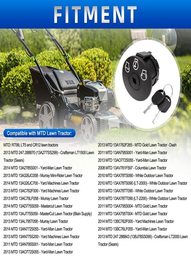 AUTOBABA Lawn Mower Ignition Switch with Key 5 terminals Compatible with MTD Craftsman Ariens Zero Turn Bad Boy Lawn Tractor Murray Sabre Scotts Yard Machines Replace# 925-04659 725-04659 - Image 2