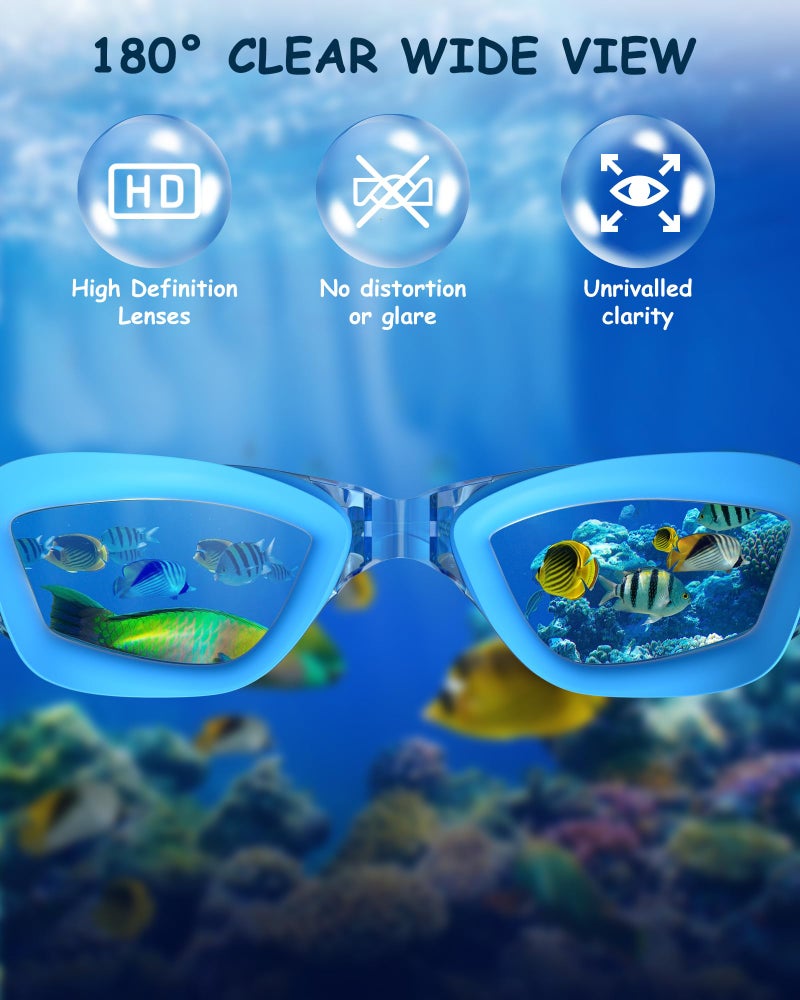 Hurdilen Kids Swim Goggles, Swimming Goggles for Kids Toddlers 3-14 with Swim Cap, Nose Clip, Nose Bridge, Ear Plugs - Image 4