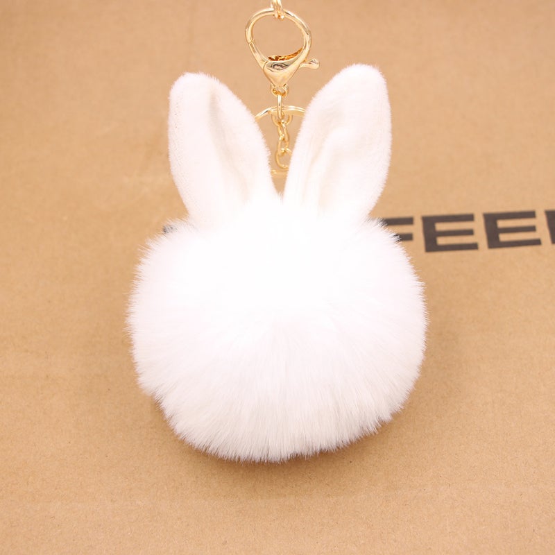 Generic Cute Rabbit Ear Pompom Keychain Sapphire Blue - Image 5
