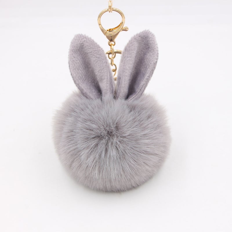 Generic Cute Rabbit Ear Pompom Keychain Sapphire Blue - Image 4