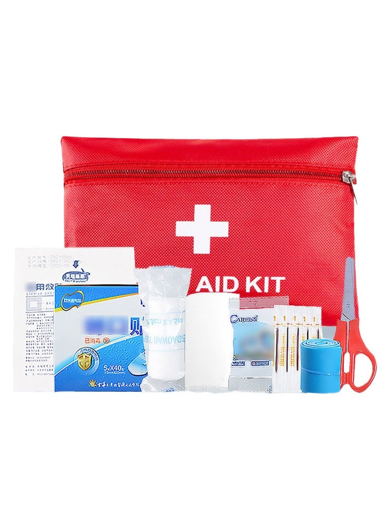 SYOSI Mini First Aid Kit Small Emergency Survival Kit Medical Trauma Kit Bag Includes Bandage Tablets Cotton Swabs First Aid Guid for Travel Home Office Car Hiking Camping Survival, 18 Pack - Image 1