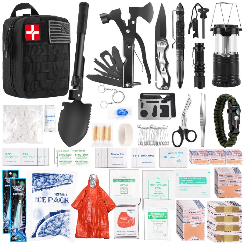 Abpir318 PCS Emergency Survival Kit, Survival Gear and Equipment First Aid Kit Med Supplies for Vehicles Travel Car Camping Hiking Disaster Preparedness, Gifts for Christmas Birthday Him Men - Image 1