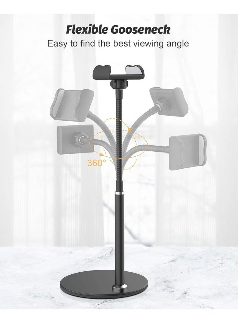 JAJEEK Cell Phone Stand for Desk – Adjustable Height & Angle Aluminum Alloy Phone Holder with Flexible Arm – Universal Desktop Mount Compatible with 3.5" to 6.5" Devices – Sturdy & Foldable Design for Office, Home, Kitchen, and Video Calls - Image 3
