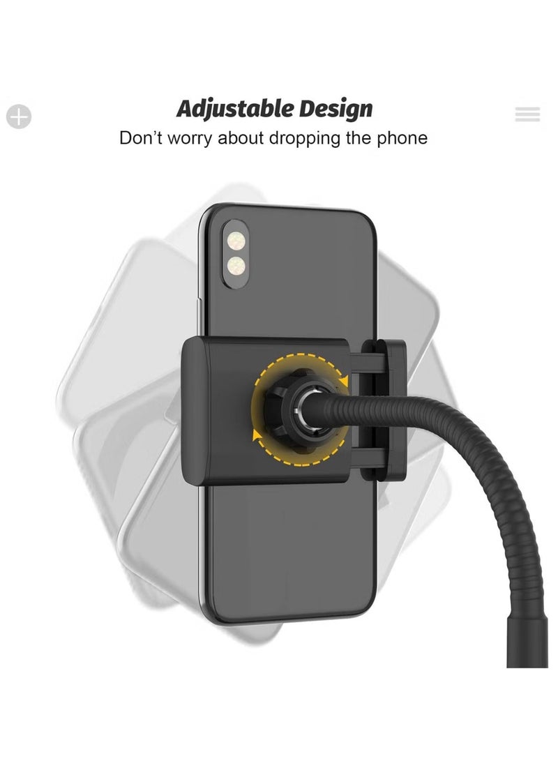 JAJEEK Cell Phone Stand for Desk – Adjustable Height & Angle Aluminum Alloy Phone Holder with Flexible Arm – Universal Desktop Mount Compatible with 3.5" to 6.5" Devices – Sturdy & Foldable Design for Office, Home, Kitchen, and Video Calls - Image 4