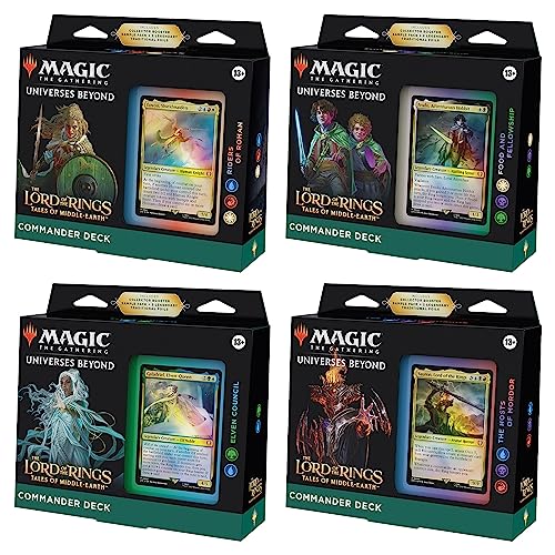 Magic The Gathering The Lord of The Rings Tales of MiddleEarth Commander Deck Bundle Includes All 4 Decks - Image 1
