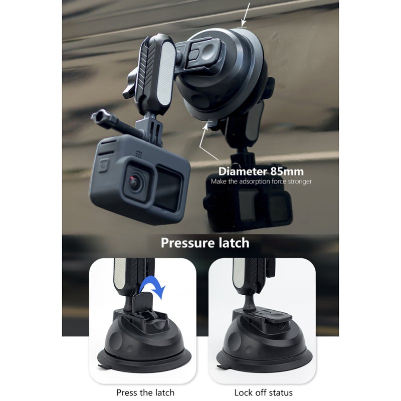 Suction Cup Phone Mount Compact ABS Rubber 360-Degree Rotation Camera Mount - Lightweight Powerful Suction Dashboard Windshield Mount for Car - Image 5