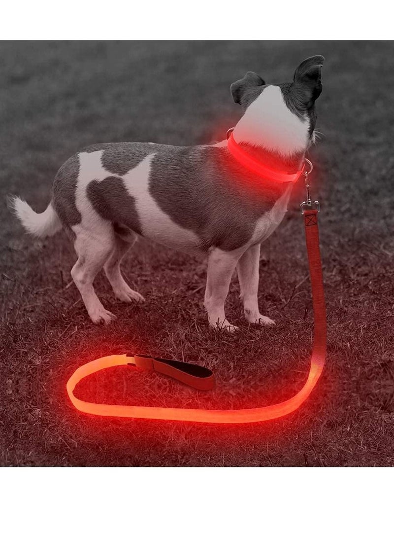 AS SEEN ON TV Ultra High Night Visibility USB Rechargeable Flashing Pet Leash Glow in The Night Red Large - Image 1