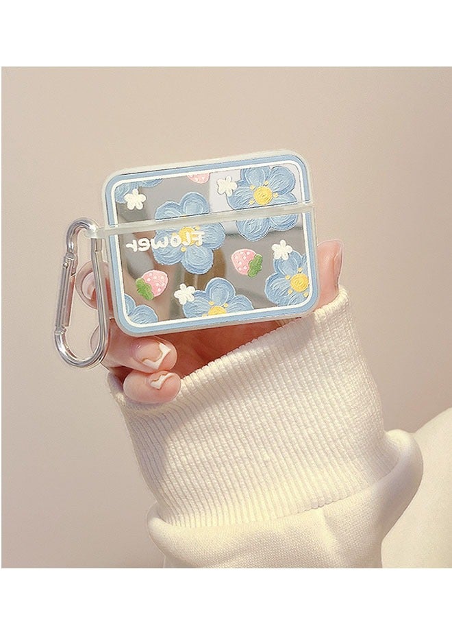 Airpods Pro 2 Case with Keychain, Cute Flower Strawberry Soft TPU Cover, Shockproof Bluetooth Headset Protective Case for Women Girls - Image 1