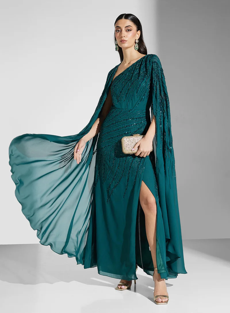 اميليا روز Sequin Cape Gown Dress