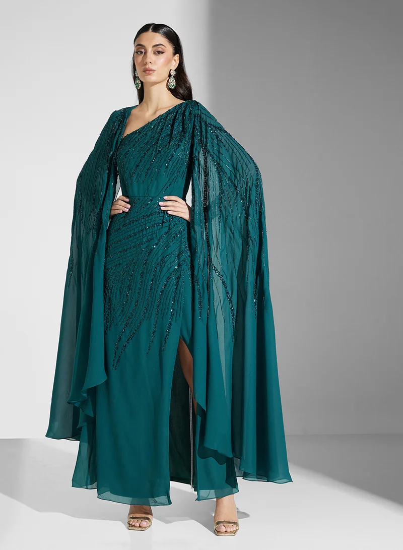 اميليا روز Sequin Cape Gown Dress