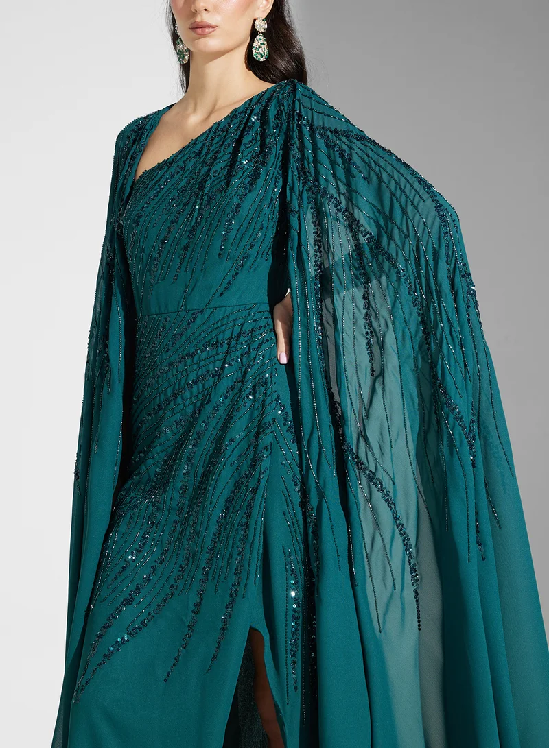 اميليا روز Sequin Cape Gown Dress