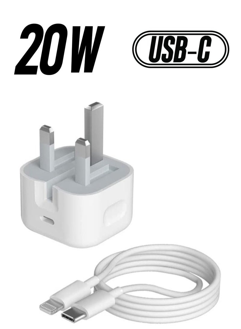 IPhone 20W USB-C Power Adapter With Cable for iPhone 14 POR 13 13 PRO 13 PRO MAX 12 / iPhone 12 Pro max /12mini (iPhone 20W USB-C Power Adapter) - Image 1