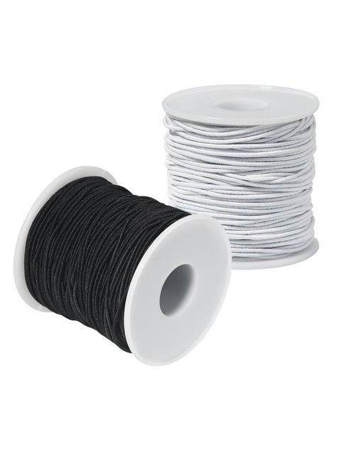 Elastic String, Bracelet Rope, 2 Rolls 1.2MM Elastic String for Bracelets Making, Nylon Beading Cord Elastic String, for Crafting Bracelet Necklace Jewelry Making (Black and White)