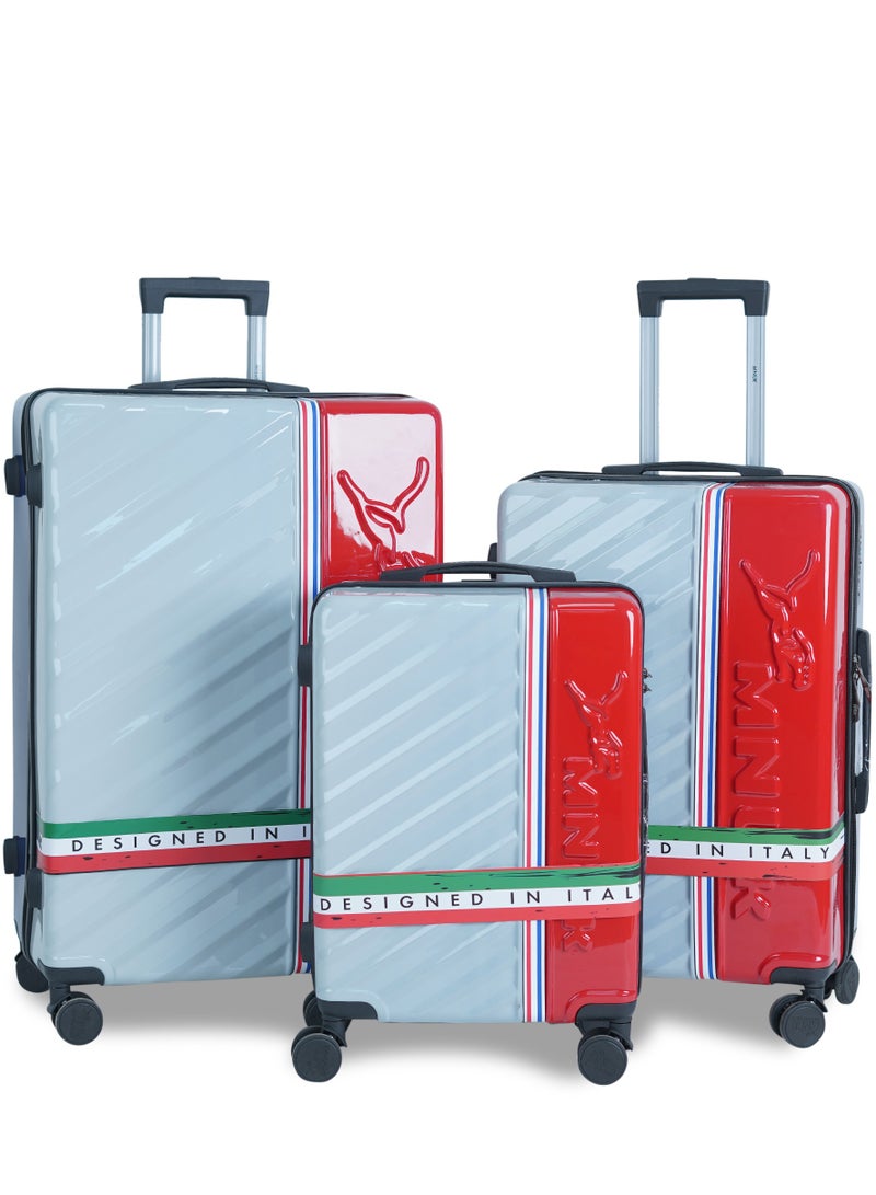 منيك طقم حقائب سفر سوَاجر  قطع | ترولي صلب بولي كربونات و | بعجلات مزدوجة  درجة  عجلات | مقاس الكابينة  بوصة، متوسط  بوصة، كبير  بوصة | أبيض أحمر - Image 1