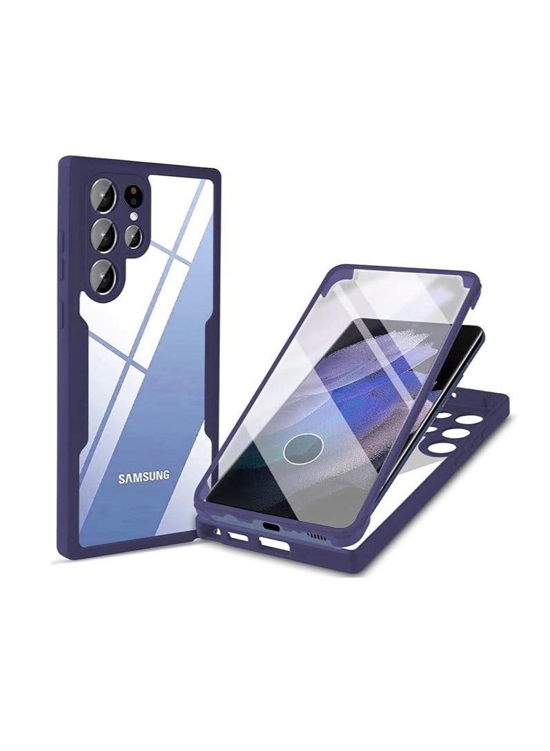 عام الحافظة لهاتف سامسونج جالاكسي S22 الترا/S23 الترا/S24 الترا، مع حامي الشاشة المدمج، حافظة واقية شفافة من البولي يوريثين الناعم، حافظة كاملة للجسم توفر حماية بزاوية ٣٦٠ درجة ضد الصدمات