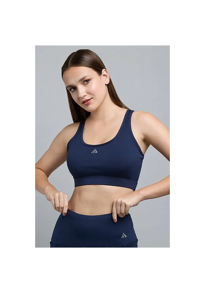 Solid Sports Bra with Scoop Neck