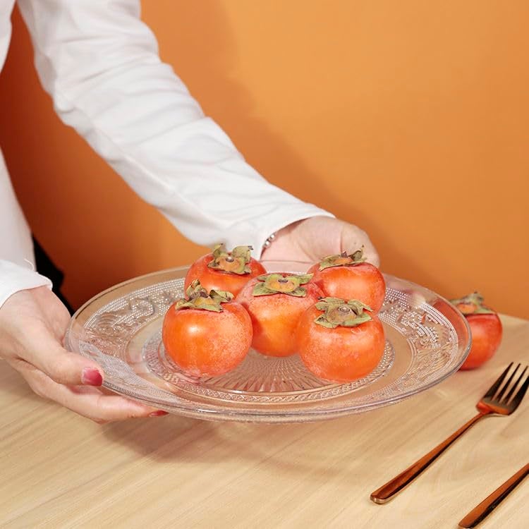 bellemax Plate Set of 4 pcs Bead Rim Decorative 6 inch Crystal Clear Glass Plate Dry Fruits Sweets Chocolate Snack Plate for DiningCatering Event Dinner PartiesWedding Dinner Plate BX09 - Image 3