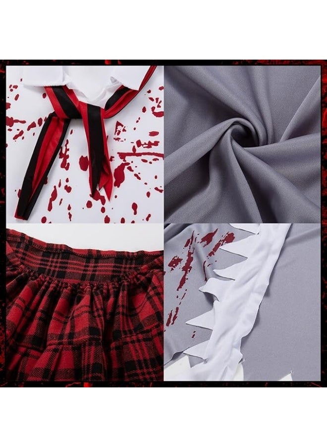 Toyland Zombie Schoolgirl Costume, Zombie Costume Halloween Women's with Skirt, Jacket, Tie, Blood Socks, Halloween Costume Bloody Schoolgirl - Image 3