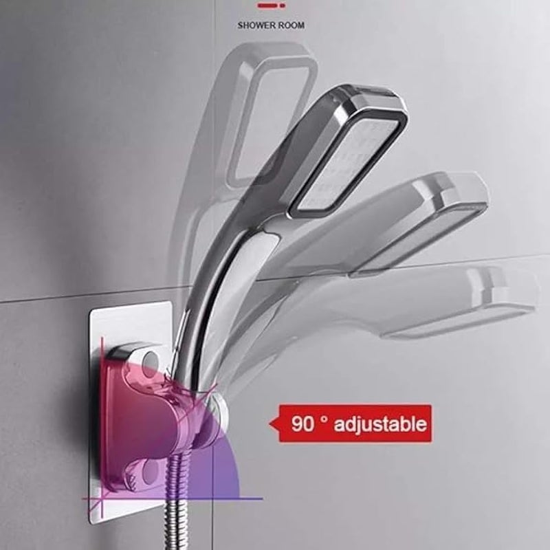 Shower Head Holder Adjustable 90 Degree – Wall Mount Mop Broom Hook No Drill Strong Adhesive Waterproof Bathroom Organizer Rotating Stand for Kitchen Laundry - Image 4