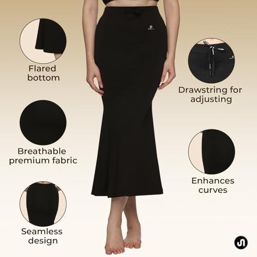 Bodyband Poly Spandex Saree Shapewear Petticoat Smooth Curve Peticote Innerwear In Party Saree Shaper For Women,Ladies-(Black-Xl) - Image 5