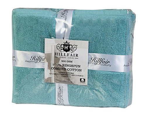 HILLFAIR 900 GSM-Hotel-Spa Tub-Shower Bath Floor Towels - (2 Pack, Sea Green, 21 Inch by 34 Inch) - 100% Cotton Floor Towels Machine Washable Cotton Terry Bath mat Rugs - 2 Piece Towel Set - Image 2