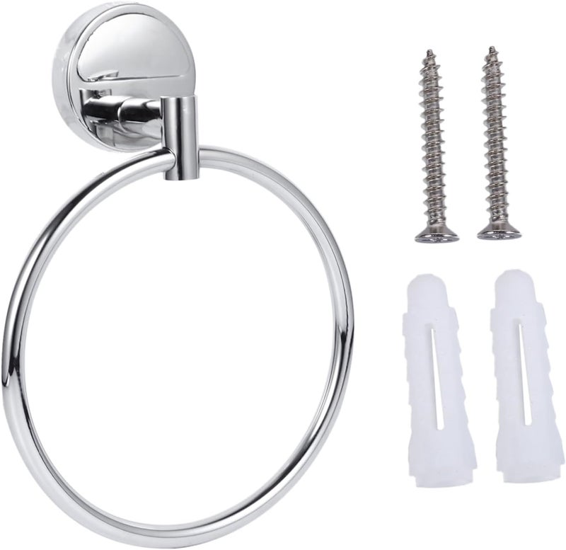POPETPOP Bathroom Towel Racks Stainless Steel Towel Ring Wall Hanging Rack Chrome Finish Easy to Use - Image 1