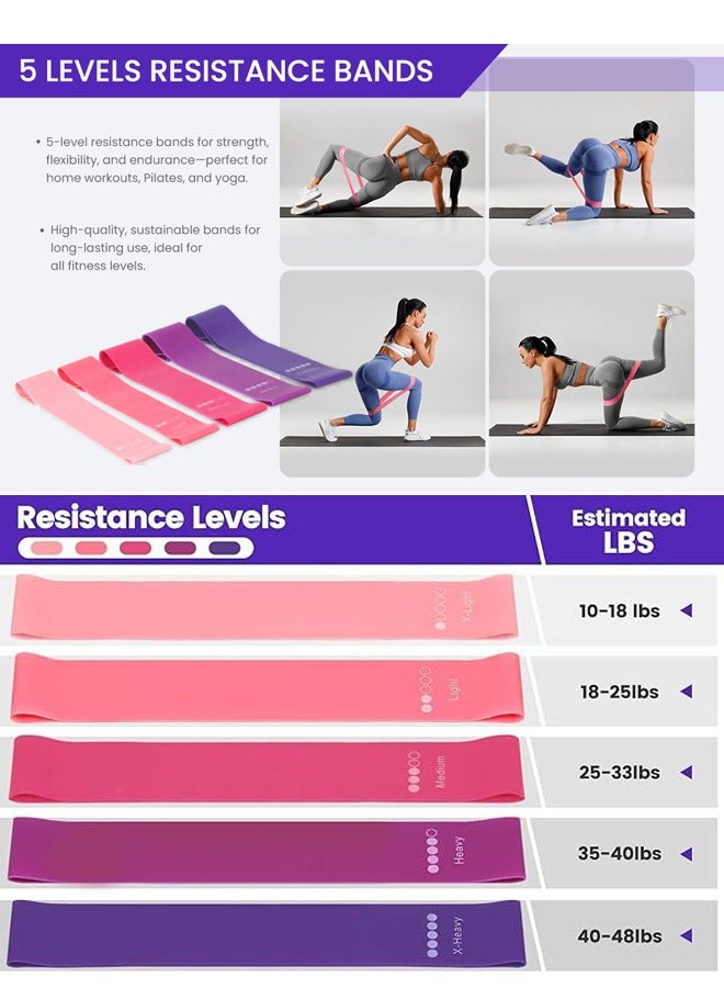 Fanski Pilates Ring Circle Set 13 Pcs Exercise Equipment Accessories for Women Workouts Pilates Ball Stretching Strap Magic Circle Yoga Ring Gym Back Bag Resistance Band Anti Slip Socks - Image 5