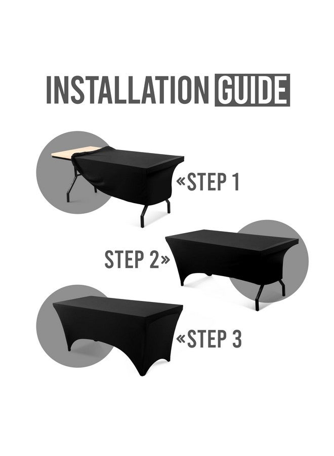 Utopia Kitchen 6FT Spandex Tablecloth [2 Pack, Black] 200 GSM Stretch, Fitted, Washable and Wrinkle Resistant Table Cloth Rectangle Cover for Trade Shows, Wedding, Parties [72Lx30Wx30H Inch] - Image 5