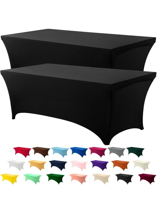 Utopia Kitchen 6FT Spandex Tablecloth [2 Pack, Black] 200 GSM Stretch, Fitted, Washable and Wrinkle Resistant Table Cloth Rectangle Cover for Trade Shows, Wedding, Parties [72Lx30Wx30H Inch] - Image 1