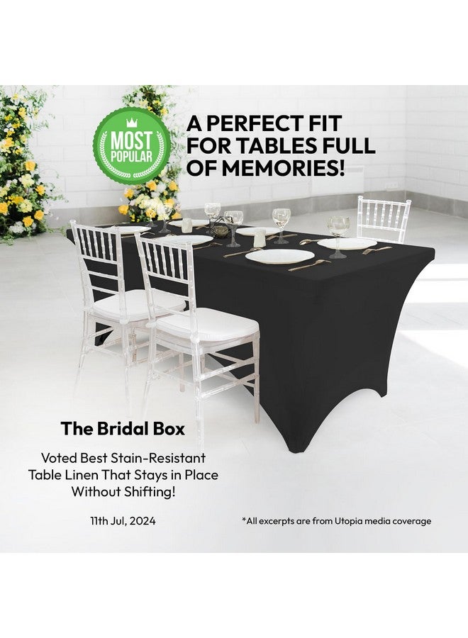 Utopia Kitchen 6FT Spandex Tablecloth [2 Pack, Black] 200 GSM Stretch, Fitted, Washable and Wrinkle Resistant Table Cloth Rectangle Cover for Trade Shows, Wedding, Parties [72Lx30Wx30H Inch] - Image 3