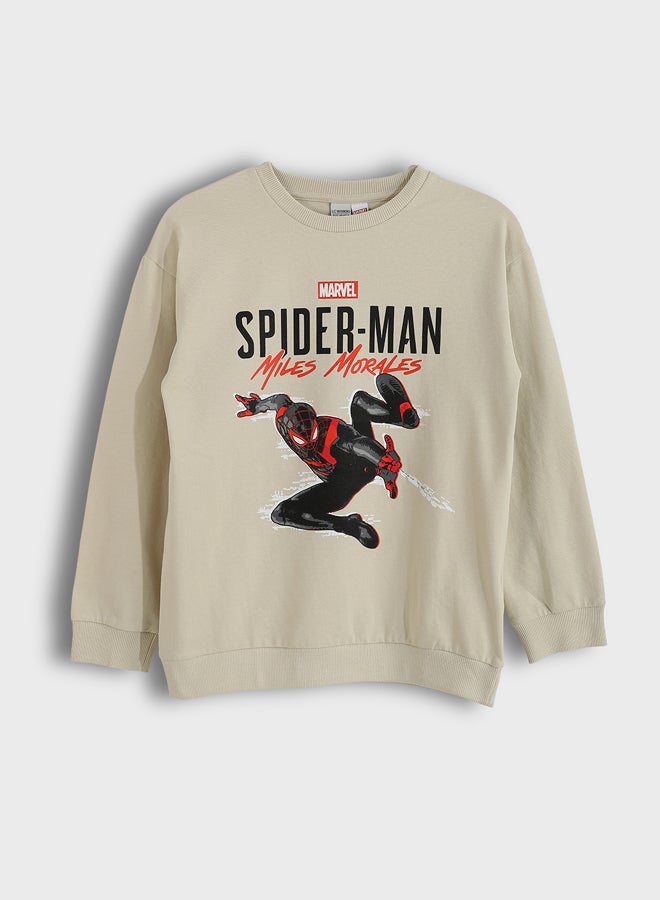 ال سي وايكيكي طاقم الرقبة العنكبوت الرجل المطبوعة طويلة الأكمام الأولاد من النوع الثقيل - Image 1