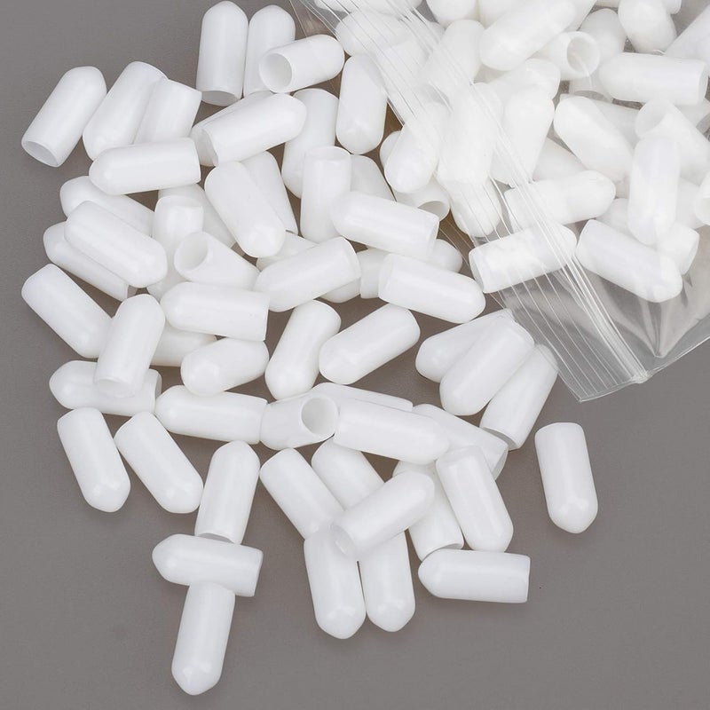 OIIKI OIIKI 100Pcs 14inch Screw Thread Protectors Vinyl Flexible Rubber Round Tubing Caps Wire Shelf End Caps Wire Thread Rebar Protector Safety Cover White Long 069in Inner Dia024in Stretchable  - Image 1