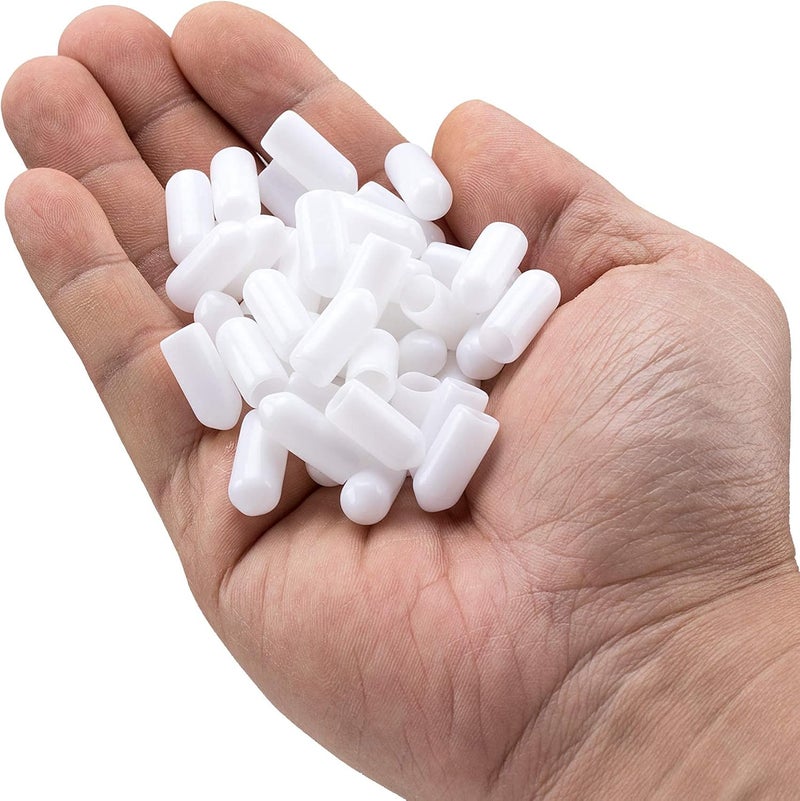 OIIKI OIIKI 100Pcs 14inch Screw Thread Protectors Vinyl Flexible Rubber Round Tubing Caps Wire Shelf End Caps Wire Thread Rebar Protector Safety Cover White Long 069in Inner Dia024in Stretchable  - Image 4