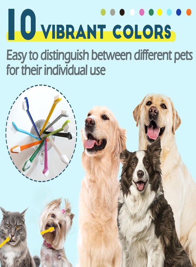 MoonyMars 200 Pcs Dog Toothbrush Cat Tooth Brushes Bulk, Double Sided Brushing Kit, Teeth Cleaning Kit Soft Bristles Long Handle, Pet Tooth Brush for Small to Large Dog, Cat, Puppy & Kitten, 10 Colors - Image 3