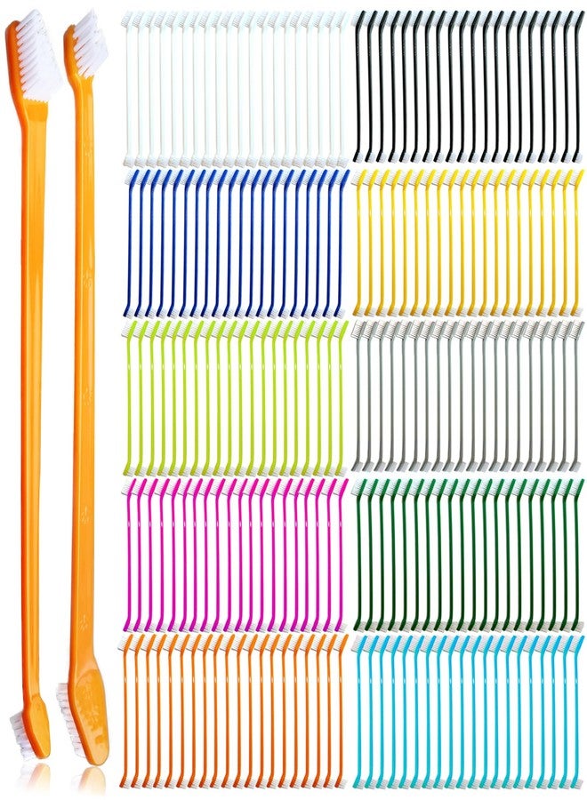 MoonyMars 200 Pcs Dog Toothbrush Cat Tooth Brushes Bulk, Double Sided Brushing Kit, Teeth Cleaning Kit Soft Bristles Long Handle, Pet Tooth Brush for Small to Large Dog, Cat, Puppy & Kitten, 10 Colors - Image 1