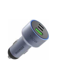 Momax "MoVe 100W Triple-Port Car Charger – Fast Charging Adapter with PD 100W & USB-C Power Delivery, Compact & Durable for Laptops, Tablets & Smartphones – Space Grey"  - Image 1