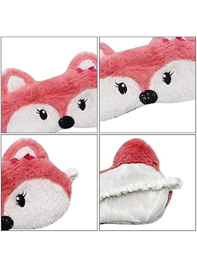 Funny Plush Sleeping Mask Eye Cover Blindfold Eye Shade Cover for Women Kids Girls Travel Sleep, Fox - Image 3