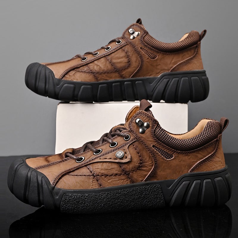 New Men'S Leather Shoes Handmade Men'S Shoes Casual Leather Shoes Breathable Personality Outdoor Work Shoes Genuine Leather Shoes Fashion Men'S Shoes - Image 5