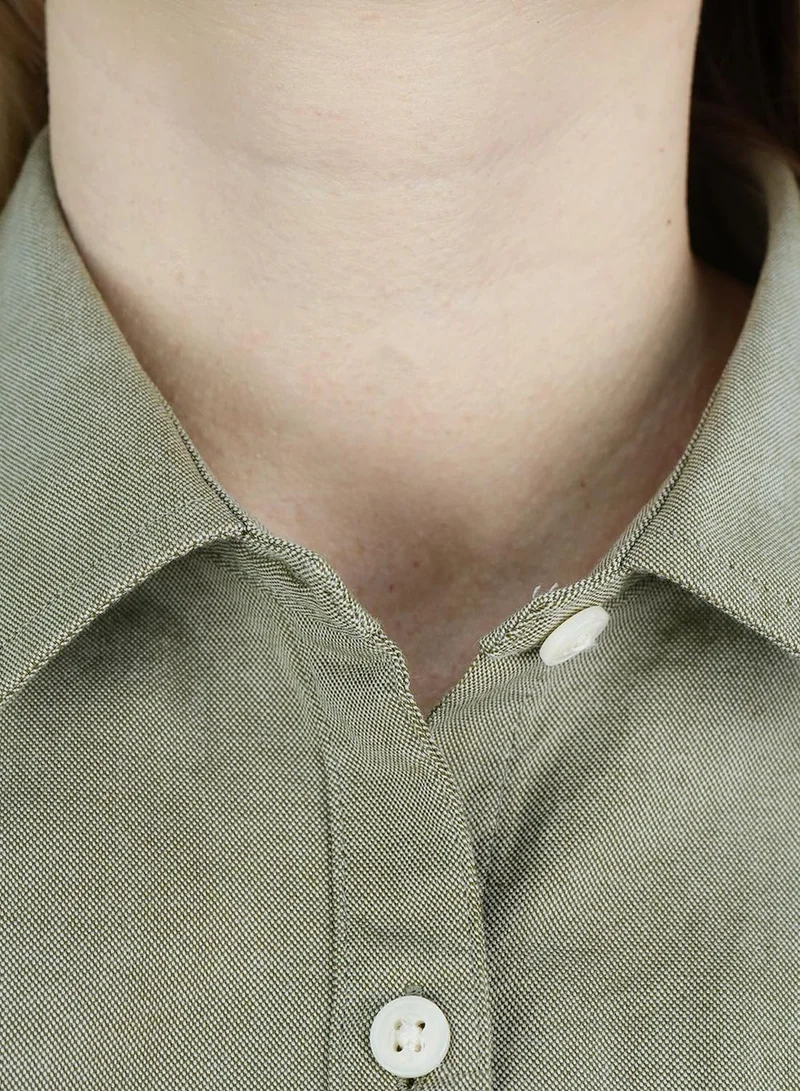 GIORDANO  Women's Cotton Oxford Slim fit Shirt with Lion Embroidery for Women | Best Price UAE