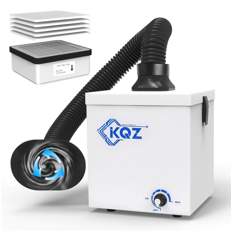 KQZW1 Solder Fume Extractor 168mh Strong Suction Smoke Extractor 5Thick PreFilterH13 HEPA Soldering Fume Extractor 9999 Purification Smoke Absorber for Welding Soldering 3D Printing White - Image 2