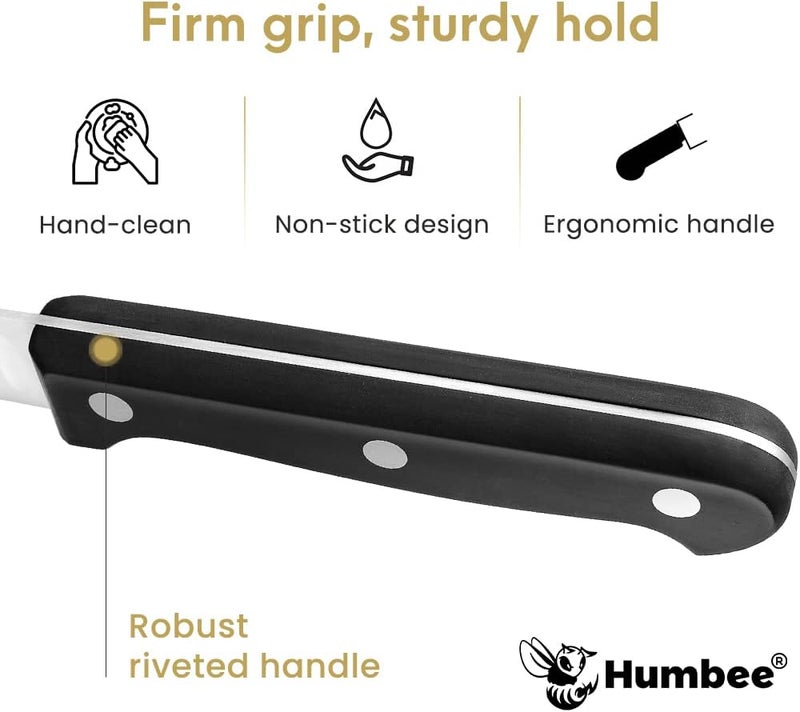 Humbee 10 Inch Carving Knife and 9 Inch Fork Set – Razor Sharp Stainless Steel Blade with Full Tang Grip Handle, Granton Edge for Smoked Brisket, Turkey, BBQ Meat and Roast - Image 4