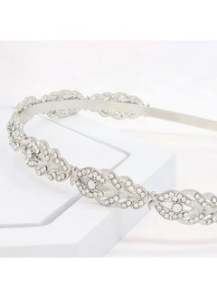 Oriamour Flower Design Rhinestone Crystal Wedding Headband Bridal Headpieces Simple Design Bridal Headband (Silver)  - Image 4