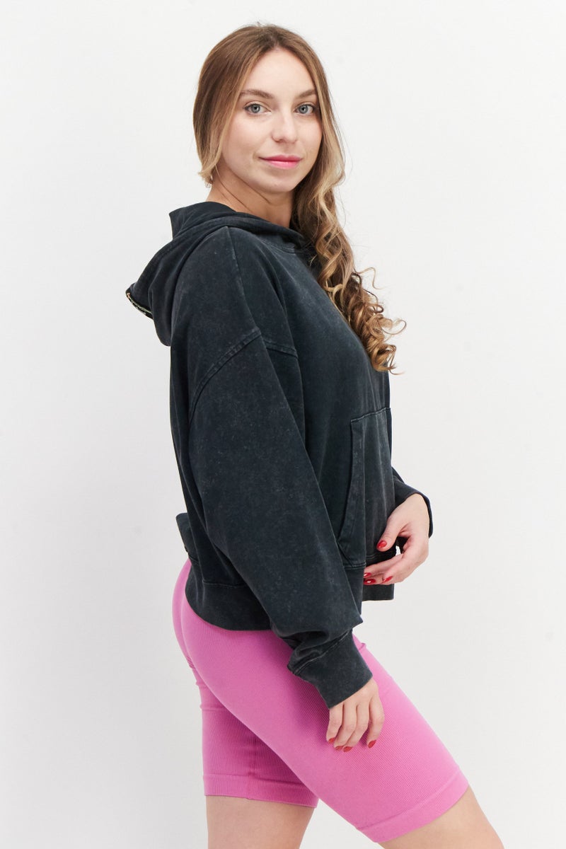 Nike Women Sportswear Fit Long Sleeve Training Hoodies, Washed Black - Image 3