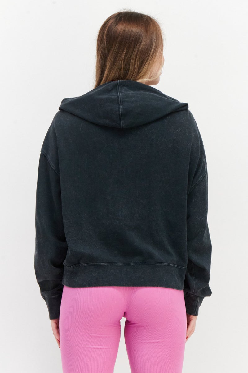 Nike Women Sportswear Fit Long Sleeve Training Hoodies, Washed Black - Image 4